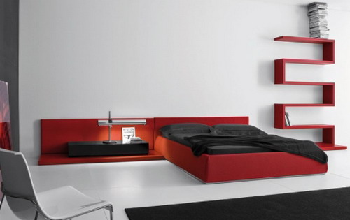 Minimalist-red-furniture-modern-bedroom-design